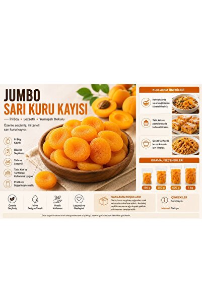 Geyik Jumbo Sarı Kuru Kayısı – İri Boy 250 GR