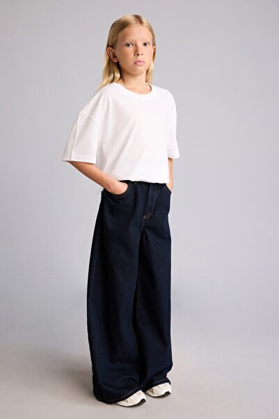 DeFacto 90S Wide Leg Buttoned Jean Trousers Girls H6248A826Au