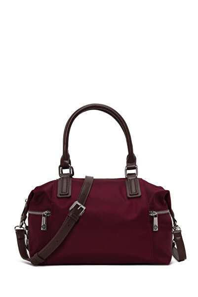 Derimod Geantă de umăr din material textil cu curea lungă, culoare burgundy, ...