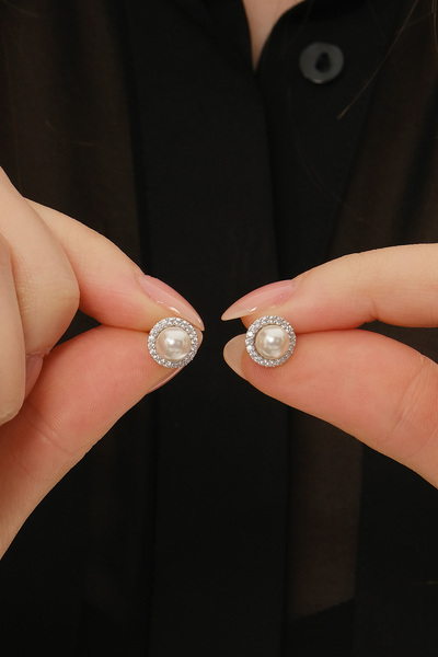 Silvano Jewelry 925 Ayar Gümüş İncili Küpe