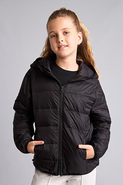DeFacto Water Repellent Long Sleeve Zippered Hooded Puffer Coat Girl Child H8...