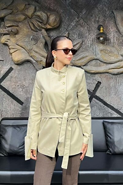 sunfyre Women's Asymmetrical Buttoned Belted Jacket Sun455