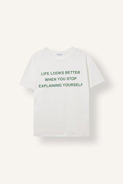 DeFacto Oversize Crew Neck Short Sleeve Printed T-Shirt I8228Ax26Hs