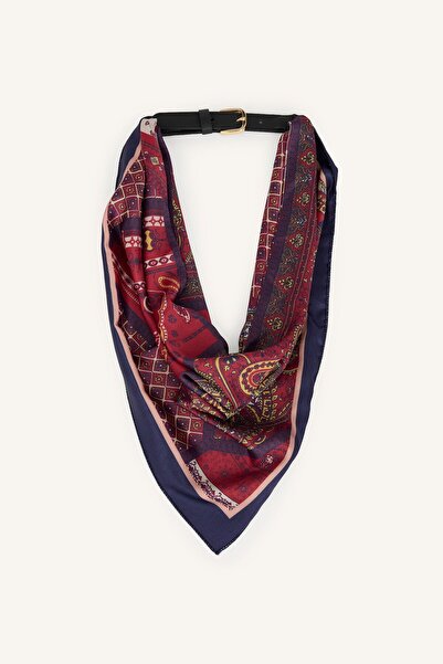 DeFacto Women's Patterned Scarf Detailed Rectangular Buckle Faux Leather Dail...