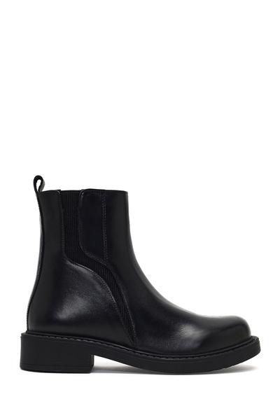 Derimod Women's Black Zippered Leather Boots Wf190012Dv