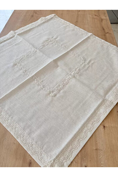 Ceki Home Living Room Set Dowry Set Cream Gold Runner Set 5 Piece Linen Runne...