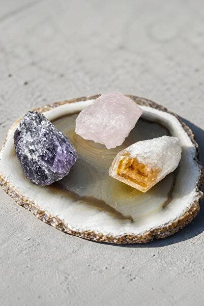 NBS Beautiful Naturel Stones Ametist , Sitrin , Pembe Kuvars Ham Doğal Taş 1-...
