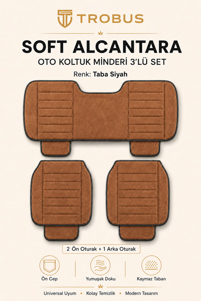 TROBUS Skoda Superb Uyumlu Soft Alkantara Çizgili Baby Face Kumaş 3'lü Minder...