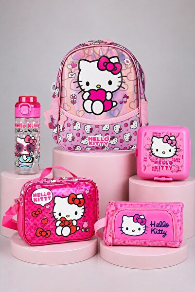 Hello Kitty x Dekomus Lisanslı Tek Bölmeli Küçük Boy Anaokul,Kalem ve Beslenm...