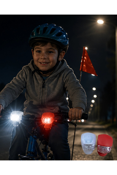 shopwave Bicycle Front Rear Light Set Silicone Led Safety Lamp
