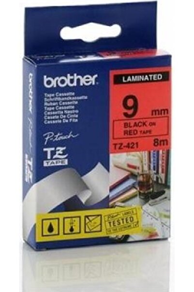 Brother Bandă laminată TZ421 9mm (Negru pe roșu)