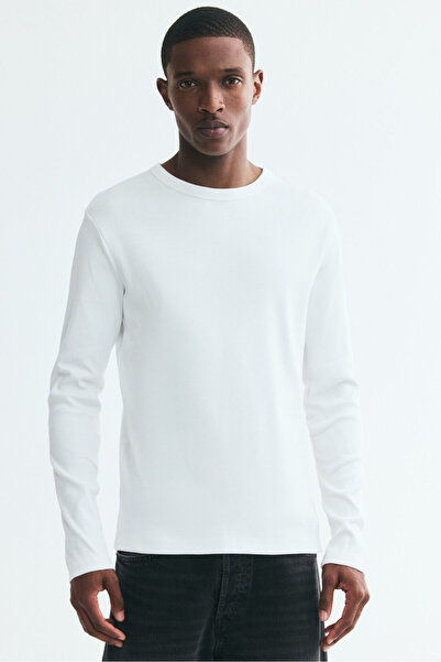 H&M Pamuklu ve Uzun Kollu Tişört Slim Fit
