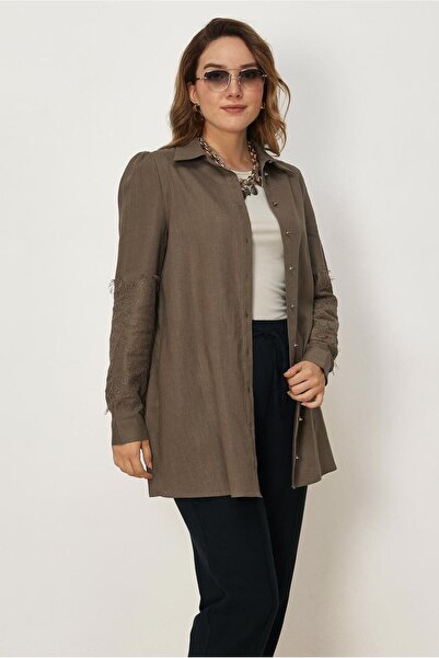 Alvina Shirt Collar Linen Tunic 46799