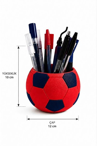 Arvella Studio Burgundy-Blue Fan Themed Desktop Pen Holder |   Soccer Ball Design Pen Holder and Desktop Organizer |   Decorative Pencil Case