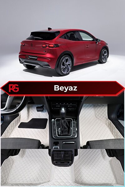 PASPASGRAFT Renault Clio 6 Beyaz Renk 8D Diamond Premium Kaymaz Deri Oto Paspas