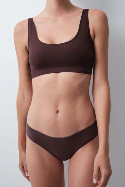 Women'secret Brown plain cotton classic panty
