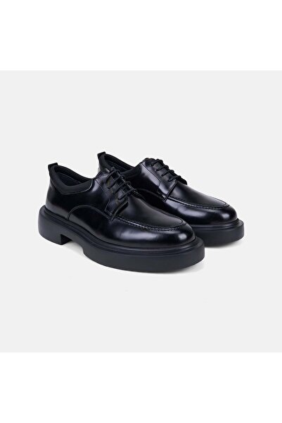 Desa Men's Black Ankle Detailed Thick Soled Leather Classic Shoes