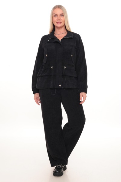 zitex High Collar, Adjustable Waist, Elastic Corduroy Fabric, Plus Size Track...