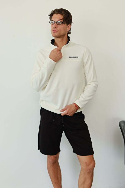 JB John Borners Erkek Yarım Fermuarlı John Borners Nakışlı Polar Sweatshirt B...