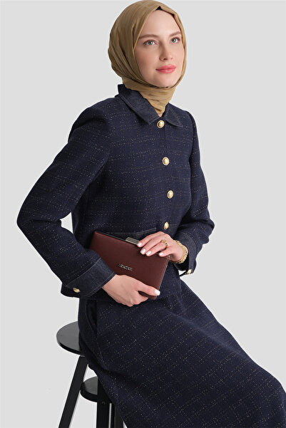 Armine Tweed Jacket Suit Navy Blue