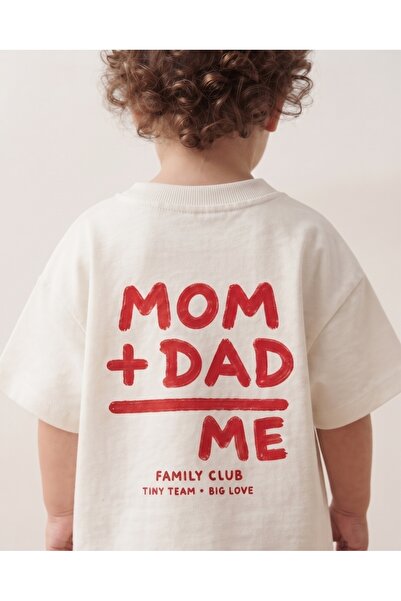 babytex Mom Dad Me Family Club Printed Children's Oversize T-Shirt Cotton Unisex