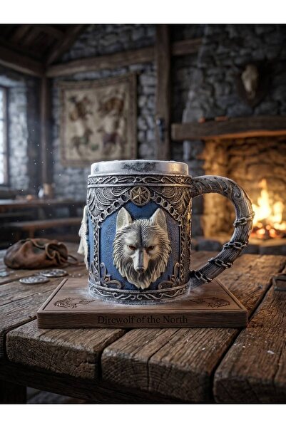 HEPBİMODA Paslanmaz Çelik Tasarım Kupa Bardak Game Of Thrones Stark Kurt Figü...