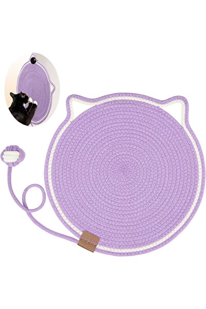 Arabest Cat Scratcher Mat,Natural Cotton Rope Scratch Pad with Toy Ball,Furni...