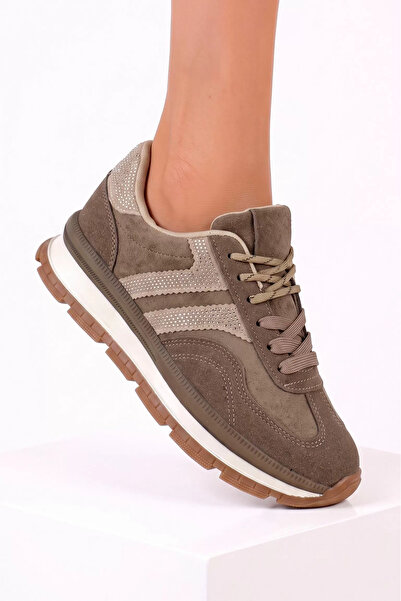 Zaira Adidasi dama khaki din piele ecologica intoarsa Ginevra #30044 - 39