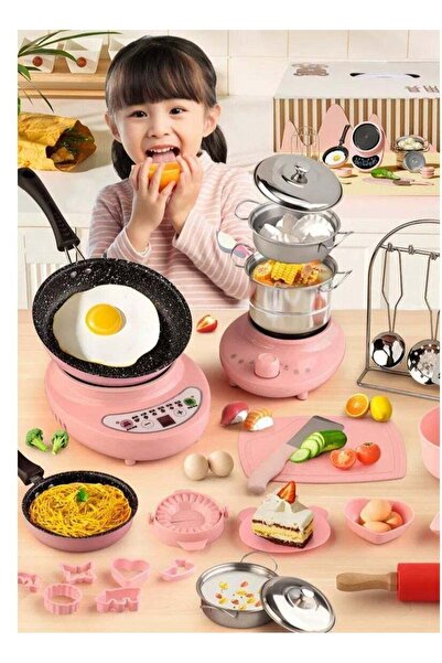 Axpeih 34PCS Mini Kitchen Toy Set Smart Electric Stove Pretend Play Cooking T...