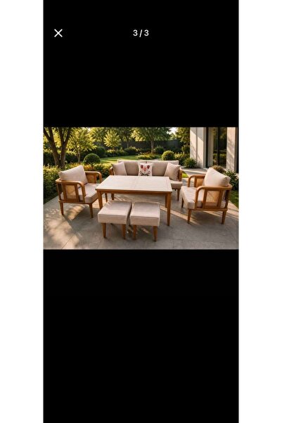 ARAS GARDEN HASIRLI MODEL 3+1+1+MASA+2 ADET PUF GÜRGEN BAHÇE&BALKON MOBİLYA T...