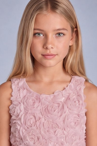 ESİLA KİDS Girls' 3D Floral Detailed Tulle Evening Gown - Special Occasion and Birthday Dress