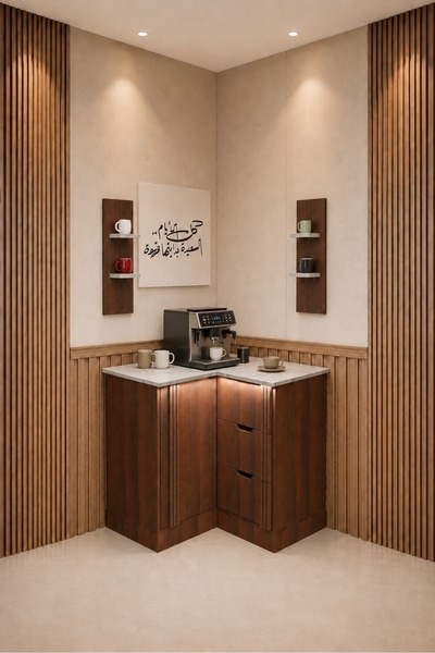 coffee world Modern Corner Illuminated Coffee Corner White Wood Grain Coffee ...