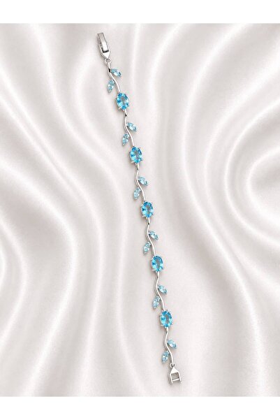 Valmont Turquoise Crystal Stone Ivy Leaf Model 19 cm Steel Women's Bracelet