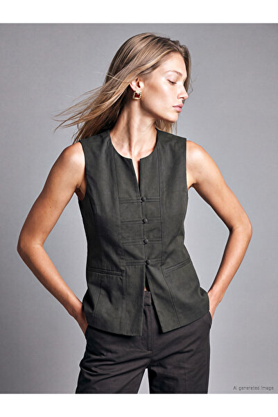 LC Waikiki I Zero Roba Collar Ornate Buttoned Women's Classic Vest from Freez...