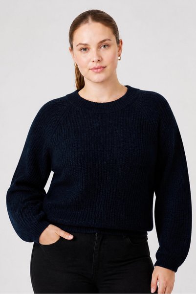 vivere Women Knitted Sweater, Dark Navy