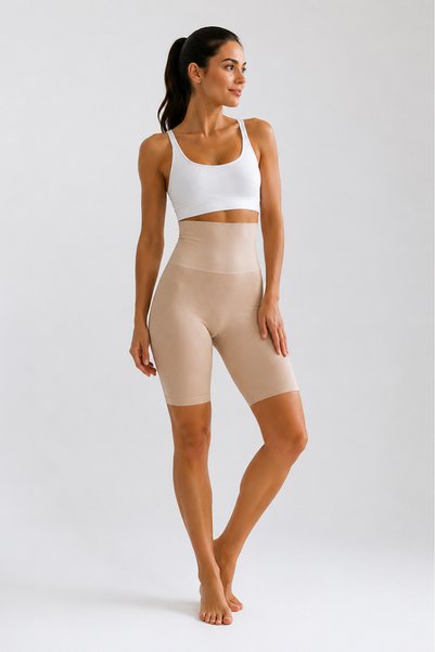 Abruzzo Corset Effect Ultra High Waist Tummy Tightening Leggings Seamless Beige