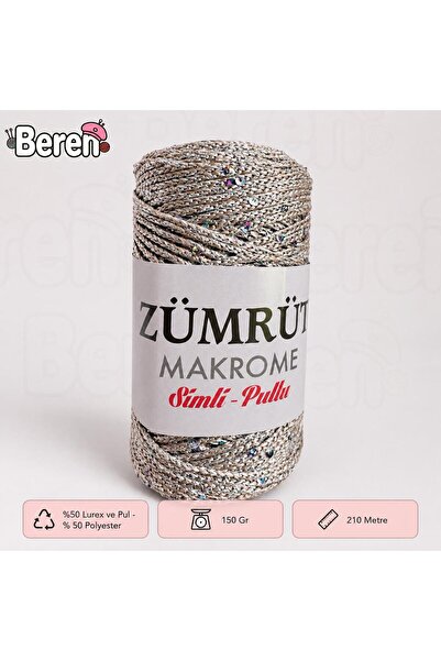 Zümrüt Simli Pullu Makrome Çanta Ve Supla İpliği - Renk 465 - 150 Gr - 210 Metre