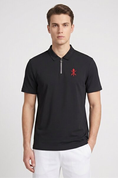 Anta Men Regular Fit Short Sleeve Outdoor Polo Shirt, Black