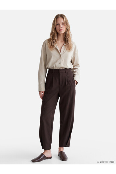 LC Waikiki I High Waist Pleated Women's Fabric Pants from Freezen Store