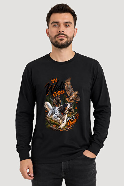 WİDİ Tricou pentru bărbați, cu mânecă lungă, cu imprimeu English Setter, pent...