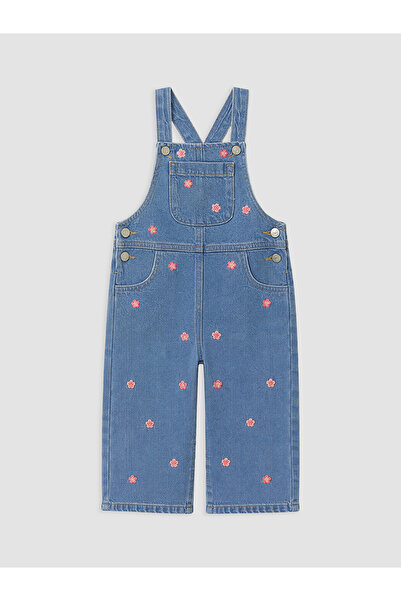 LC Waikiki Indigo Floral Girl's Jean Salopet