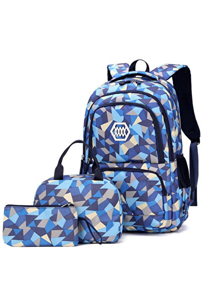 GGEROU Geometric-Print Backpack and Lunch-Bag Set for Girls-Boys Middle-Schoo...