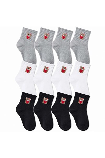 WomanAndKids Wak Women's Teddy Bear Patterned Short Socks 6-Pack, 80% Cotton ...