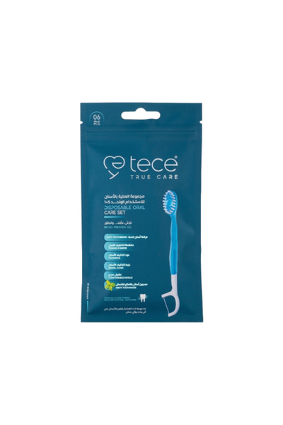 TECE فرشاة أسنان تيزي مع معجون أسنان، للاستخدام مرة واحدة، بنكهة النعناع المن...