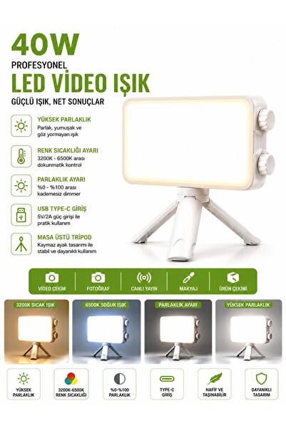 LEVONG LE-042 40w Profesyonel LED Çekim Işığı Tripod Kamera Uyumlu 3 Farklı I...