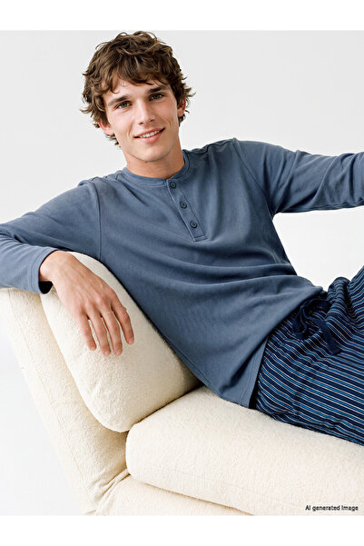 LC Waikiki I Henley Roba Collar Long Sleeve Men's Pajama Top from Freezen Store