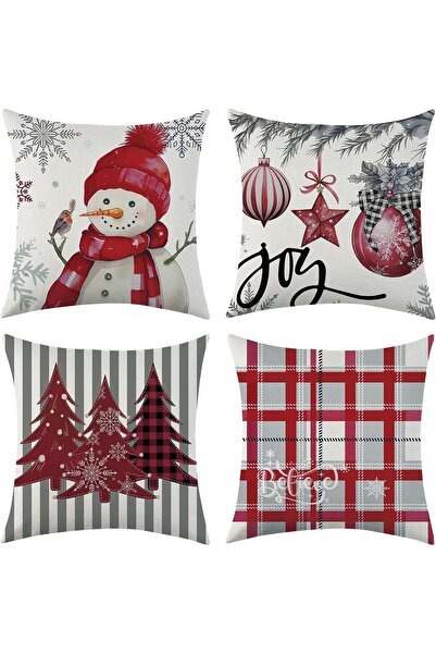 OtherMax Fețe de pernă festive din catifea 50x50 cm, set de 4 bucăți, roșii —...