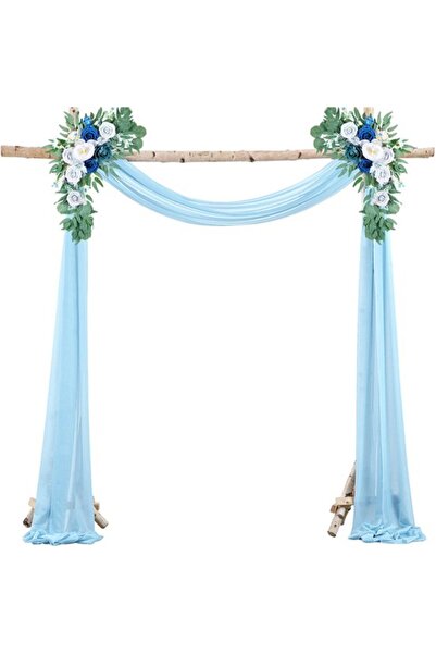 Morvena Picks 75x600cm țesătură din șifon albastru deschis Draperii de nuntă ...