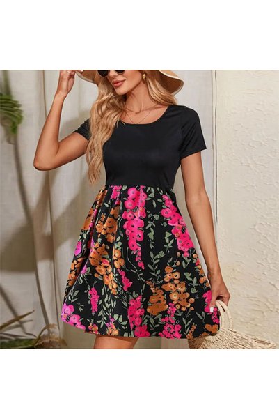 dorbe Women's Black Floral Skater Dress