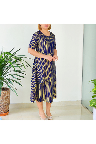 dorbe Women's Blue Striped Midi Dress